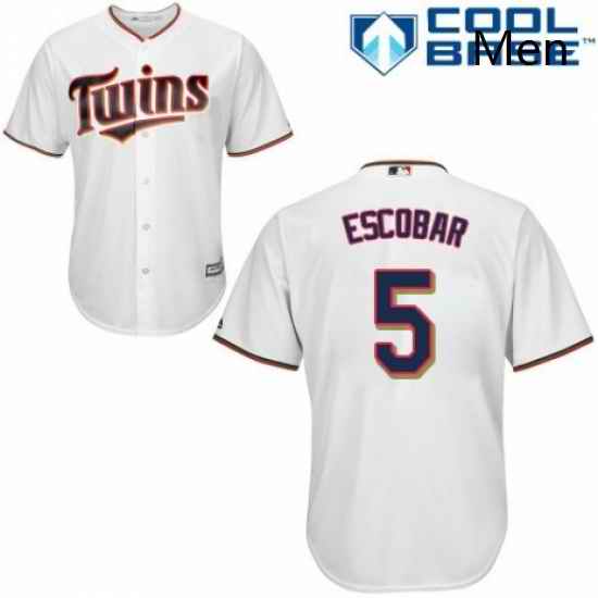 Mens Majestic Minnesota Twins 5 Eduardo Escobar Replica White Home Cool Base MLB Jersey